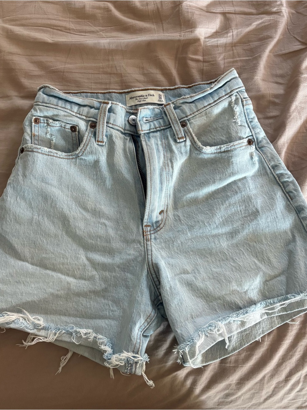 Abercrombie & Fitch The Dad Short High Rise Curve Love Size 00 Light Wash Denim